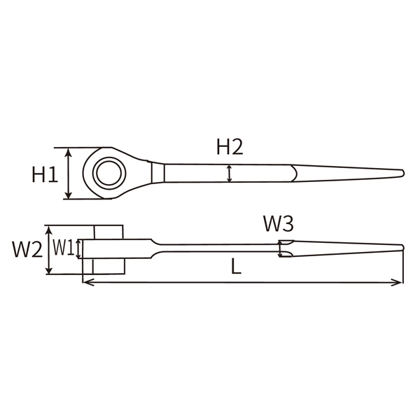 尖尾单头棘轮套筒扳手
