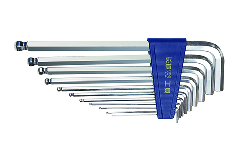 11pcs 塑插镀铬球头特长内六角扳手组套