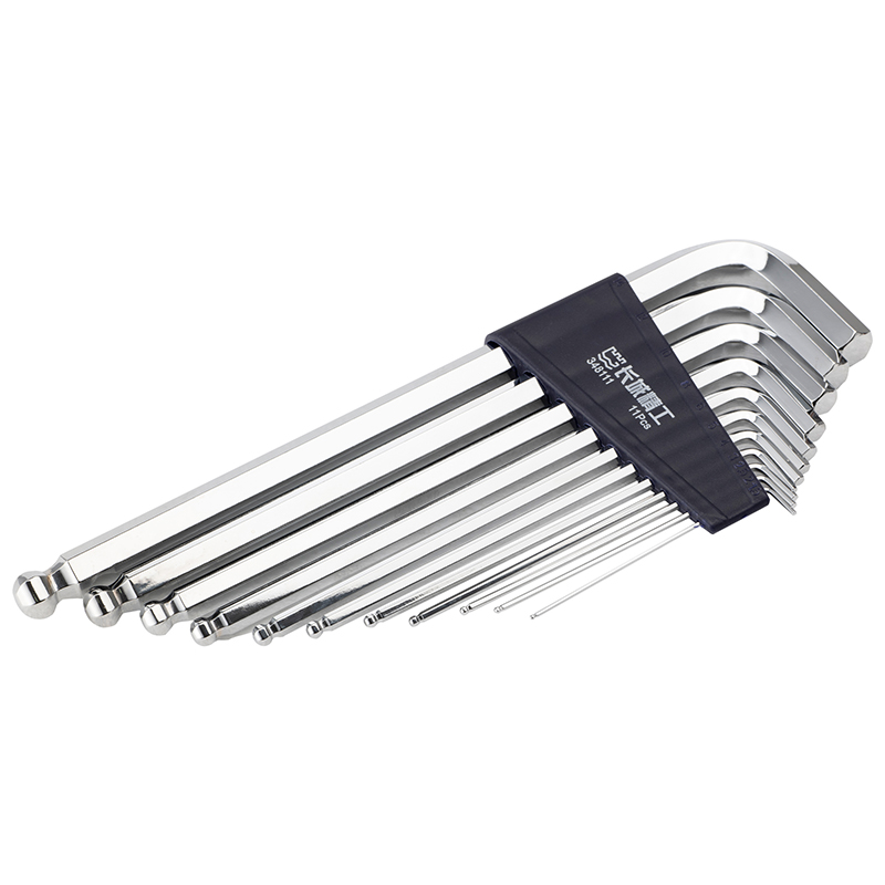 11pcs 塑插镀铬球头特长内六角扳手组套