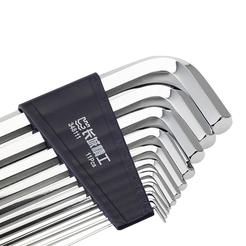 11pcs 塑插镀铬球头特长内六角扳手组套